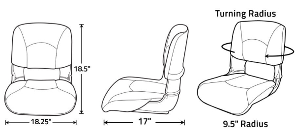 All-Weather™ High Back Black Seat -White - Afbeelding 2